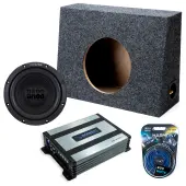 Regular Standard Cab Sealed Single Alpine 10" W10S4 Loaded Subwoofer Stereo Sub Box Enclosure Car Audio Bundle 250W RMS, HA-A400.1 Amplifier & 8GA Amp Kit