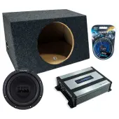 Slanted Hatchback Sealed Single Alpine 12" W12S4 Loaded Subwoofer Stereo Sub Box Enclosure Car Audio Bundle 250W RMS, HA-A400.1 Amplifier & 8GA Amp Kit