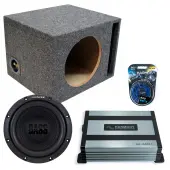 Universal Ported Single Alpine 12" W12S4 Loaded Subwoofer Stereo Sub Box Enclosure Car Audio Bundle 250W RMS, HA-A400.1 Amplifier & 8GA Amp Kit