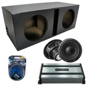 Universal Vented Dual Alpine 12" W12S4 Loaded Subwoofer Stereo Sub Box Enclosure Rhino Coated Car Audio Bundle 500W RMS, HA-A800.1 Amplifier & 4GA Amp Kit