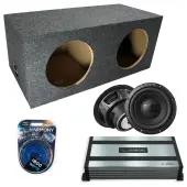 Rearfire Sealed Dual Alpine 12" W12S4 Loaded Subwoofer Stereo Sub Box Enclosure Car Audio Bundle 500W RMS, HA-A800.1 Amplifier & 4GA Amp Kit