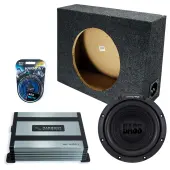 Regular Standard Cab Sealed Single Alpine 12" W12S4 Loaded Subwoofer Stereo Sub Box Enclosure Car Audio Bundle 250W RMS, HA-A400.1 Amplifier & 8GA Amp Kit