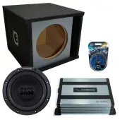 Slot Paintable Baffle Vented Single Alpine 10" W10S4 Loaded Subwoofer Stereo Sub Box Enclosure Car Audio Bundle 250W RMS, HA-A400.1 Amplifier & 8GA Amp Kit