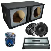 Slot Paintable Baffle Vented Dual Alpine 10" W10S4 Loaded Subwoofer Stereo Sub Box Enclosure Car Audio Bundle 500W RMS, HA-A800.1 Amplifier & 4GA Amp Kit