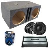 SPL Bass Labyrinth Vented Dual Alpine 12" W12S4 Loaded Subwoofer Stereo Sub Box Enclosure Car Audio Bundle 500W RMS, HA-A800.1 Amplifier & 4GA Amp Kit