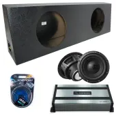 Regular Standard Truck Cab Sealed Dual Alpine 12" W12S4 Loaded Subwoofer Stereo Sub Box Enclosure Rhino Coated Car Audio Bundle 500W RMS, HA-A800.1 Amplifier & 4GA Amp Kit