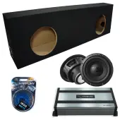 Regular Standard Cab Truck Sealed Dual Alpine 10" W10S4 Loaded Subwoofer Stereo Sub Box Enclosure Car Audio Bundle 500W RMS, HA-A800.1 Amplifier & 4GA Amp Kit