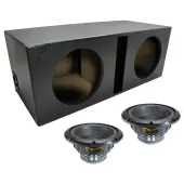 Universal Stereo Ported Dual Alpine 10" W10S4 Loaded Subwoofer Sub Box Enclosure Rhino Coated Car Audio Bundle 500W RMS 4 Ohm