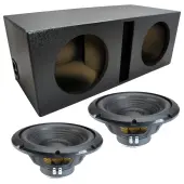 Universal Stereo Vented Dual Alpine 12" W12S4 Loaded Subwoofer Sub Box Enclosure Rhino Coated Car Audio Bundle 500W RMS 4 Ohm