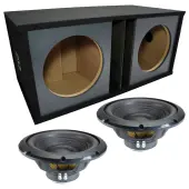 Slot Paintable Baffle Vented Dual Alpine 12" W12S4 Loaded Subwoofer Stereo Sub Box Enclosure Car Audio Bundle 500W RMS 4 Ohm