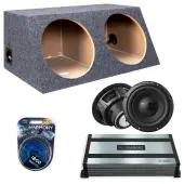 Slanted Hatchback Sealed Dual Alpine 12" W12S4 Loaded Subwoofer Stereo Sub Box Enclosure Car Audio Bundle 500W RMS, HA-A800.1 Amplifier & 4GA Amp Kit