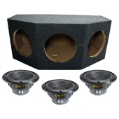 Rearfire Angle Sealed Triple Alpine 10" W10S4 Loaded Subwoofer Stereo Sub Box Enclosure Car Audio Bundle 750W RMS 4 Ohm