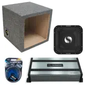 Harmony Audio Kicker 49L7X151 15" SoloX L7X Loaded Sub Enclosure with HA-A800.1 800W Mono Amplifier Bundle - Car Stereo Single Subwoofer System with Sealed Square Box & Installation Wiring Kit