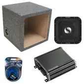 Kicker 49L7X151 15" SoloX L7X Loaded Sub Enclosure with 46CXA8001 800W Mono Amplifier Bundle - Car Audio Single Subwoofer System with Sealed Square Box & Installation Wiring Kit