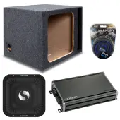 Kicker 49L7X151 15" SoloX L7X Loaded Sub Enclosure with 46CXA12001 1200W RMS Mono Amplifier Bundle - Car Audio Single Subwoofer System with Ported Square Box & Installation Wiring Kit