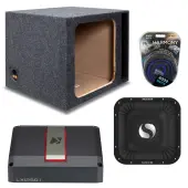 Kicker 49L7X151 15" SoloX L7X Loaded Sub Enclosure with 51LX12501 1250W Mono Amplifier Bundle - Car Audio Single Subwoofer System with Ported Square Box & Installation Wiring Kit