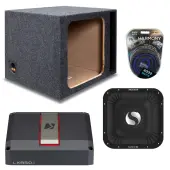 Kicker 49L7X151 15" SoloX L7X Loaded Sub Enclosure with 51LX8501 850W Mono Amplifier Bundle - Car Audio Single Subwoofer System with Ported Square Box & Installation Wiring Kit