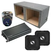 Kicker 49L7X151 15" SoloX L7X Loaded Sub Enclosure with 46CXA18001 1800W Mono Amplifier Bundle - Car Audio Dual Subwoofer System with Sealed Square Box & Installation Wiring Kit