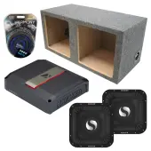 Kicker 49L7X151 15" SoloX L7X Loaded Sub Enclosure with 51LX16501 1650W Mono Amplifier Bundle - Car Audio Dual Subwoofer System with Sealed Square Box & Installation Wiring Kit