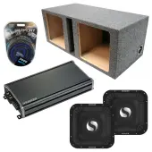 Kicker 49L7X151 15" SoloX L7X Loaded Sub Enclosure with 46CXA18001 1800W Mono Amplifier Bundle - Car Audio Dual Subwoofer System with Ported Square Box & Installation Wiring Kit