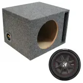 Kicker 10" 43CWRT102 Single Loaded Subwoofer Stereo Sub Box Universal Vented Car Audio Bass ...
