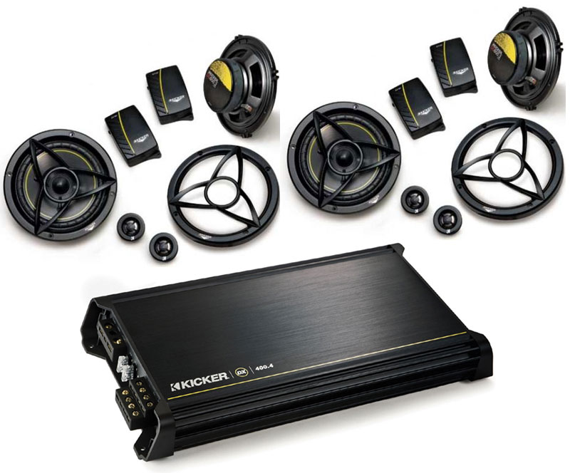 Kicker Car Audio DX400.4 Amplifier Amp & Two Pairs DS650.2 6 1/2" Component Speakers Package