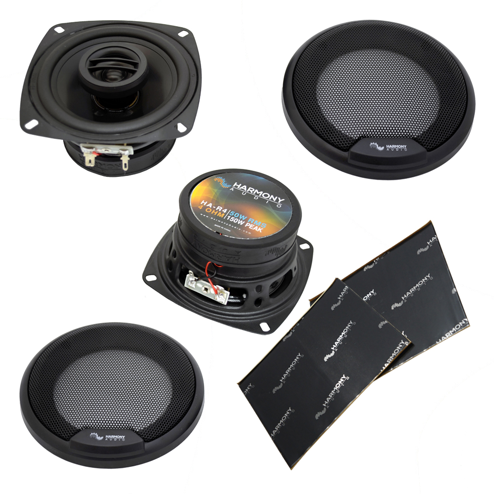 Harmony Audio HA-R4 Car Stereo Rhythm Series 4" Replacement 150W Speakers & Grills Bundle with Harmony Audio Sound Dampening Speaker Kit