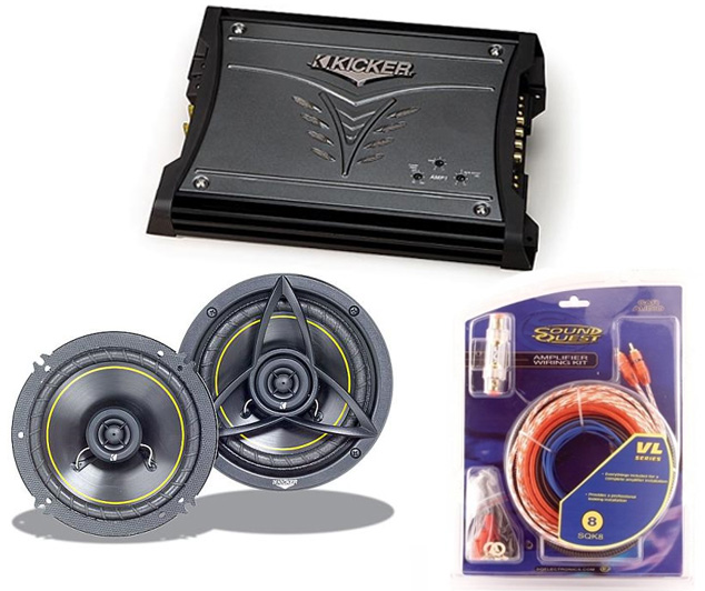 Car Audio Speaker Package DS5250, ZX200.2 & 8 Gauge Amp Kit CloseoutPackage21