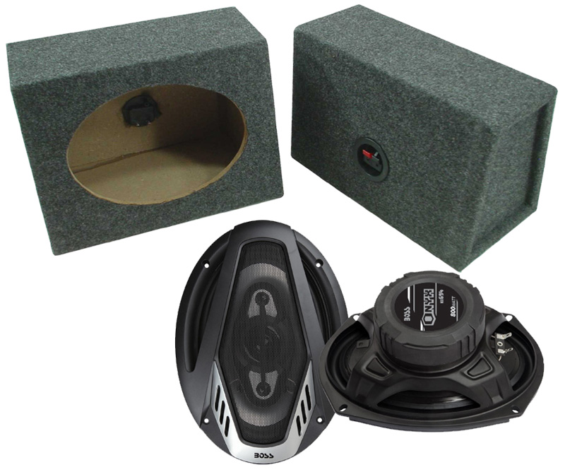Boss Car Audio Loaded Angle Cut 6x9" Speaker Boxes & NX694 Onyx 800W 4