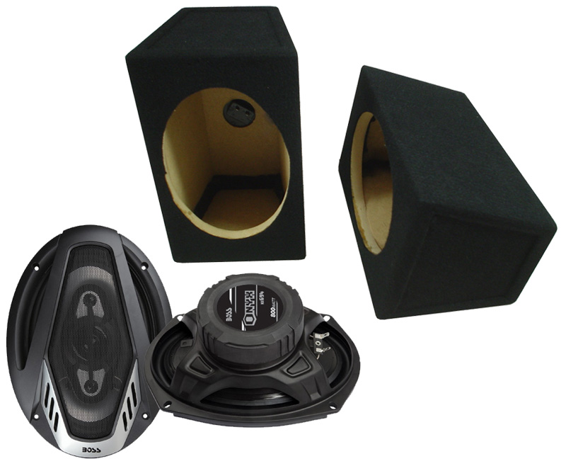 Boss Car Audio Loaded Wedge 6x9" Speaker Boxes & NX694 Onyx 800W 4Way