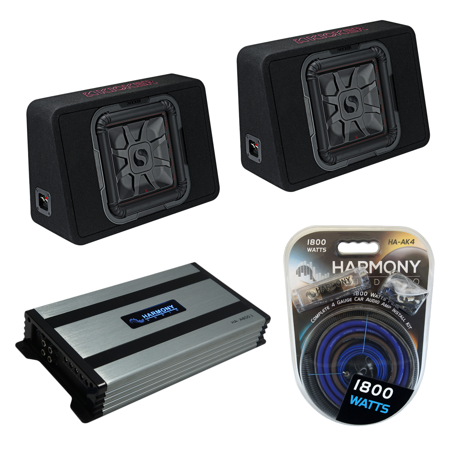 Kicker (2) 46TL7T124 Car Audio L7T Loaded Square 12" Thin Sub Box