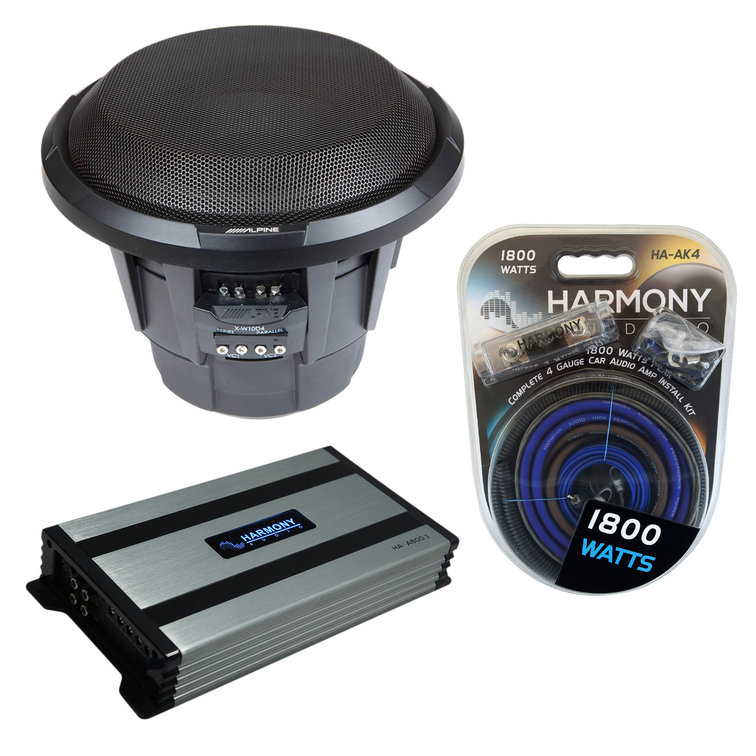 Alpine XW10D4 Car Audio Type X Series Sub 1800W 10" Subwoofer & HAA800.1 Amp eBay