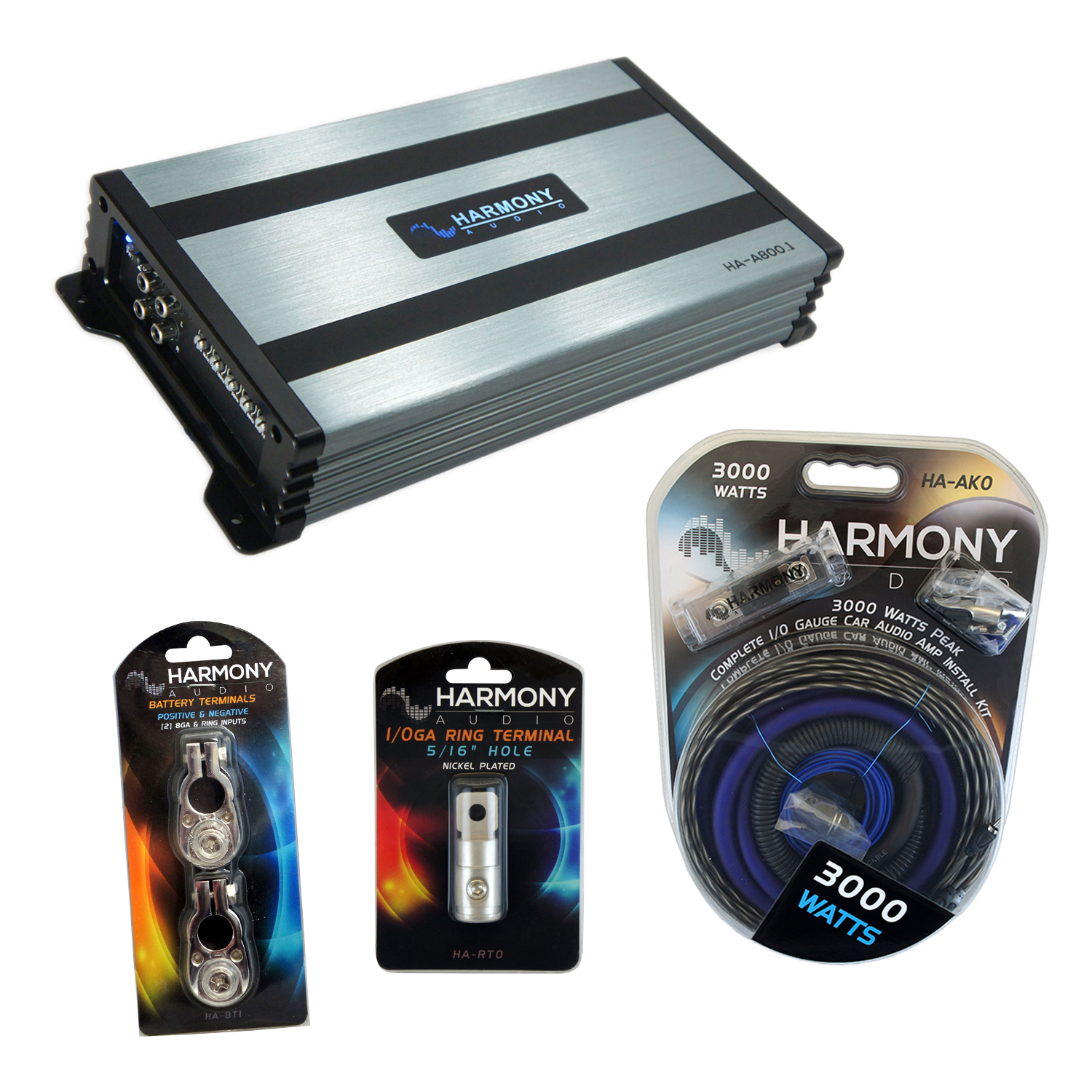 Harmony Audio HAA800.1 Car Stereo Class D Amp Mono Subwoofer Amplifier