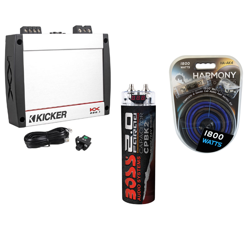 Kicker KX800.1 Car Audio Class D Mono 800 Watt Sub Amplifier with 4GA