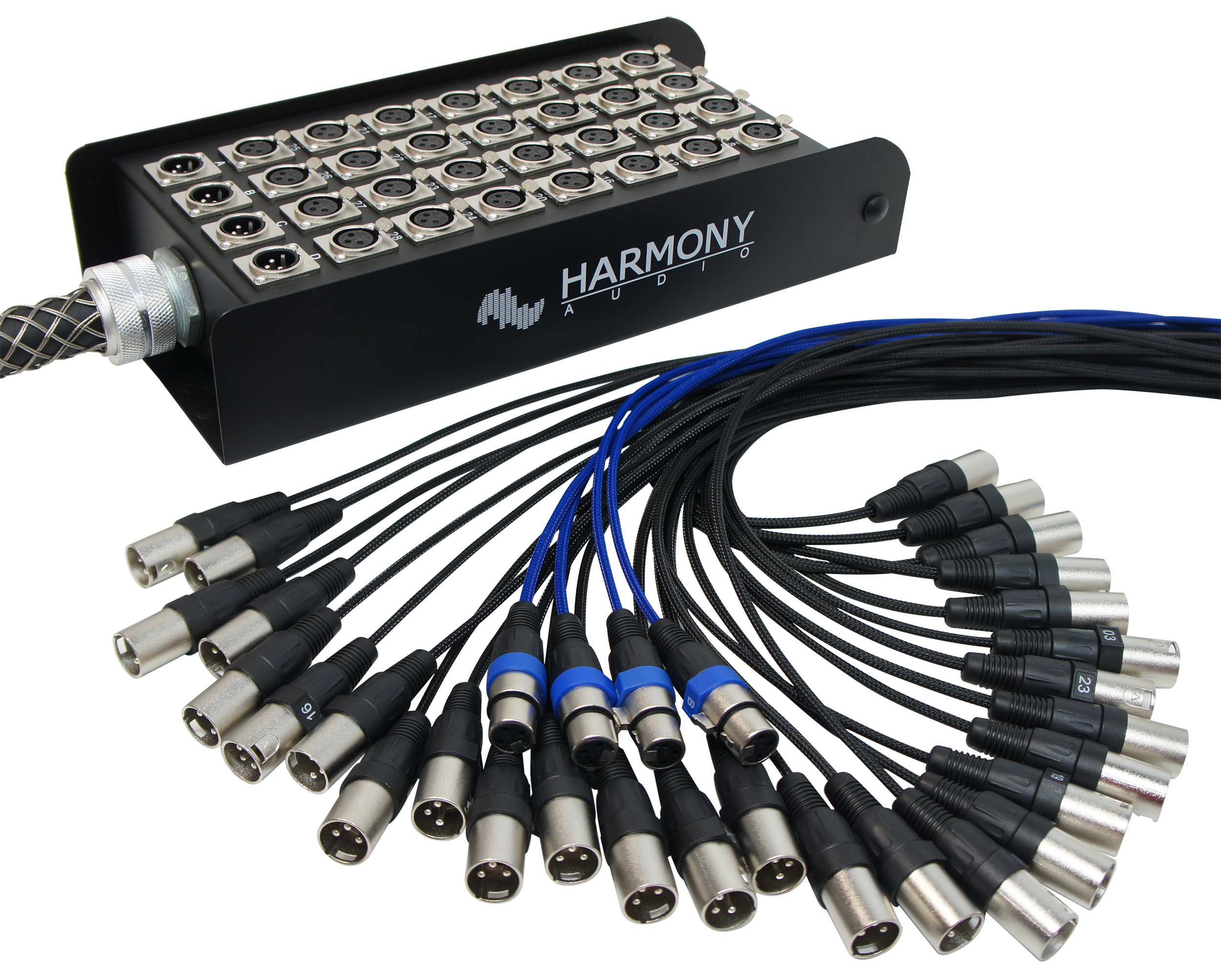 Harmony Audio 32-Channel XLR Snake Cable Box - 50ft, 28 Send & 4 Returns For Stage/Studio