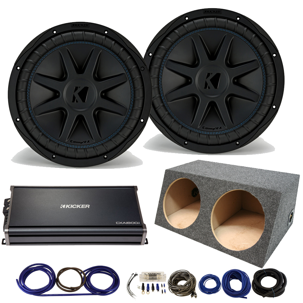 Kicker 44CVX122 CompVX Subwoofers with 43CXA18001 Amplifier