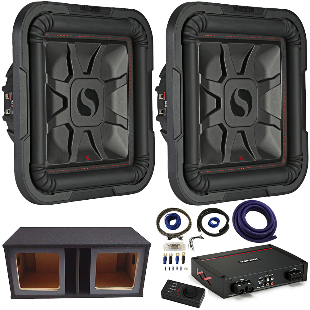 Kicker L7 12" 1200W Subwoofers 46L7T122 w/ Ported Sub Box & KXA1600