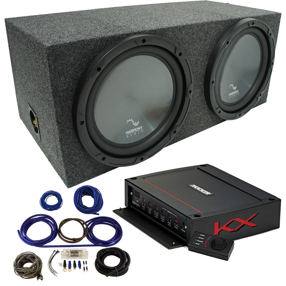 Harmony HAR154 Rear Fire 15" Loaded Sub Box w/ Kicker KXA12001 Amp