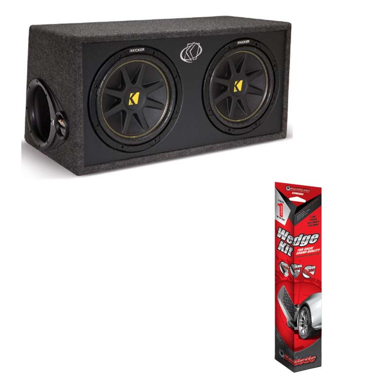 Kicker DC12 Dual 12" 300W RMS Subwoofer Box with 18"x32" Sound Damping