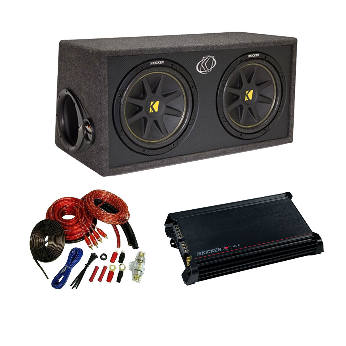 Kicker Car Audio Loaded Dual 12" DC12 Comp Subwoofer Enclosure Speaker