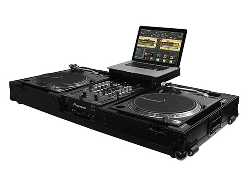 Odyssey Cases FFXGSLBM10WBL Flight FX Series Universal 10" Mixer/Dual Turntable DJ Coffin Case