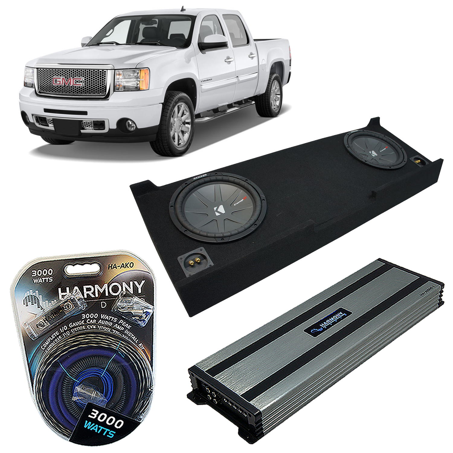 0713 GMC Sierra Crew Cab Truck Kicker CompR CWR10 Dual 10" Sub Box HAA1500.1 eBay