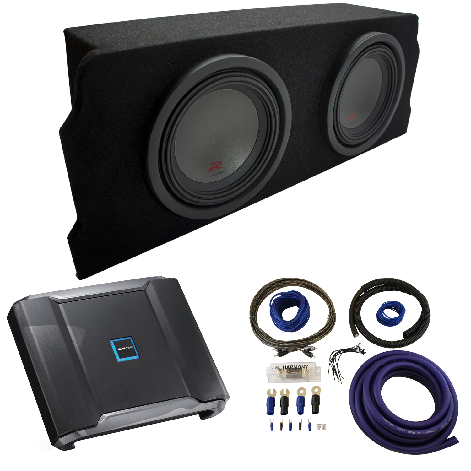2004-2008 Mazda RX-8 Coupe Alpine Type R R-W10D2 Dual 10" Sub Box Enclosure Package with R-A75M Amplifier & 0GA Amp Kit