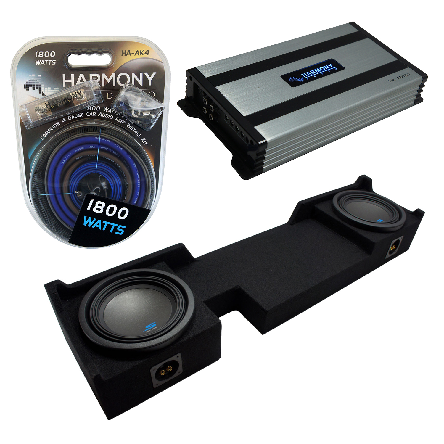 Harmony Audio HA-A102 Subwoofer Bundle with Dual 10 Sub Box Enclosure Compatible with 2004-2008 Ford F-150 Super Crew Truck 2