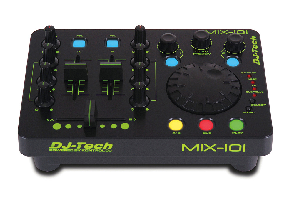 DJ Tech MIX101 Compact Mini USB DJ Controller w/ 2 channel DJ mixer