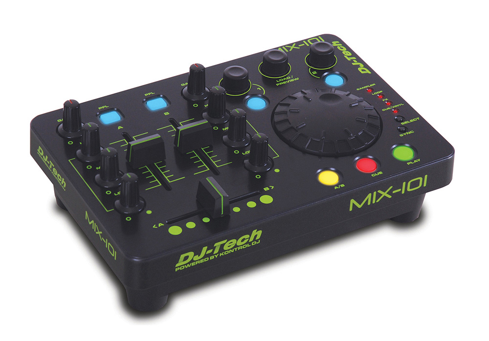 DJ Tech MIX101 Compact Mini USB DJ Controller w/ 2 channel DJ mixer