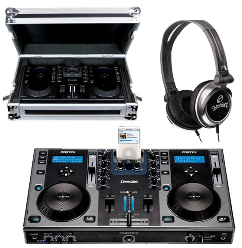 DJ Package Cortex DMIX300 Pro iPod Digital Media Controller with Study Gig Carry Case & Monitor