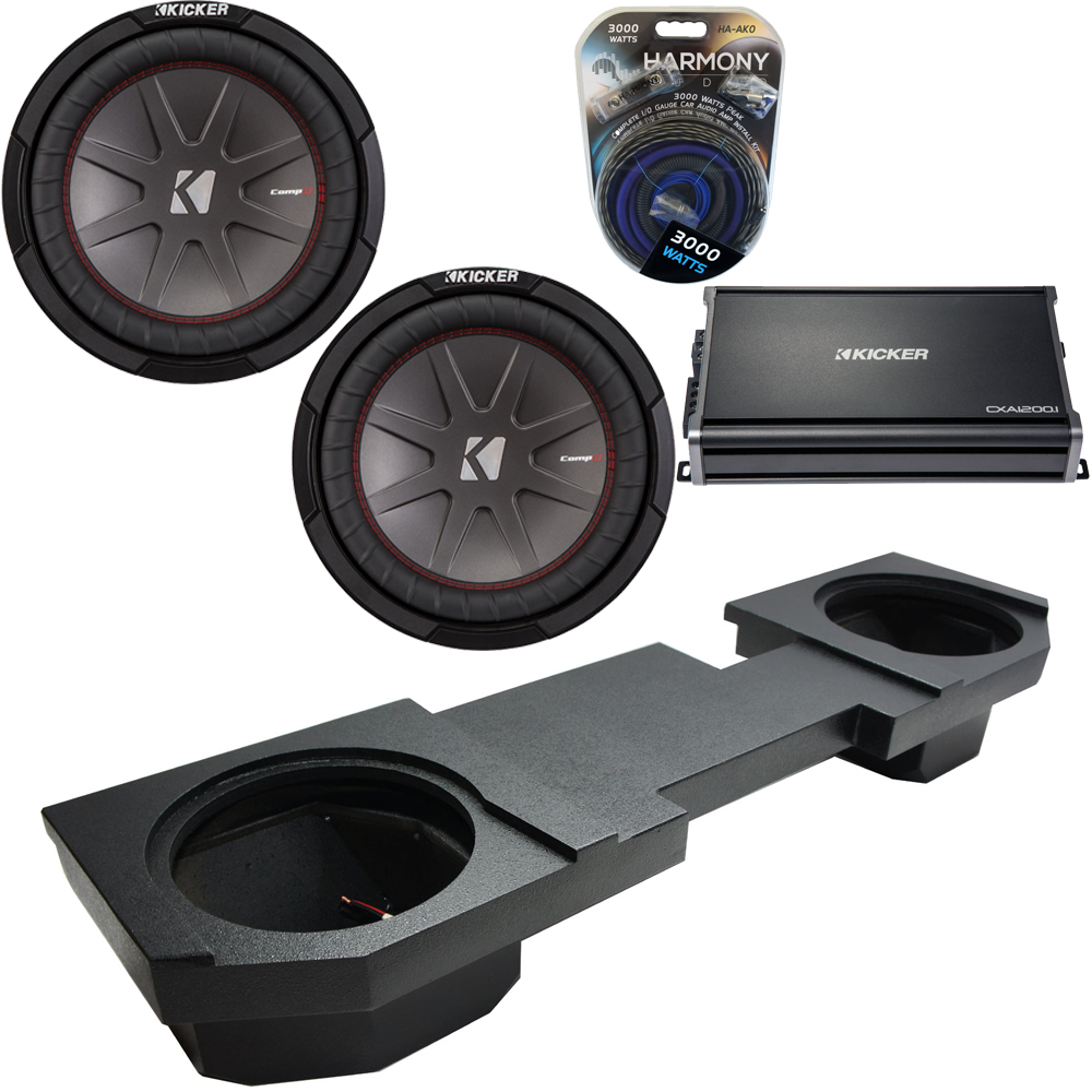 Compatible with 0215 Dodge Ram Quad or Crew Kicker CompR CWR12 Dual 12" Rhino Coated Sub Box...