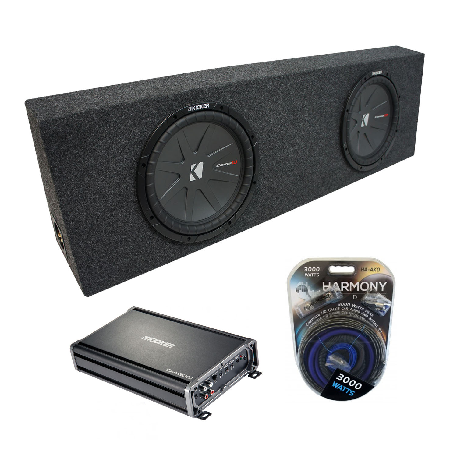 kicker 12 subwoofer with box and amp