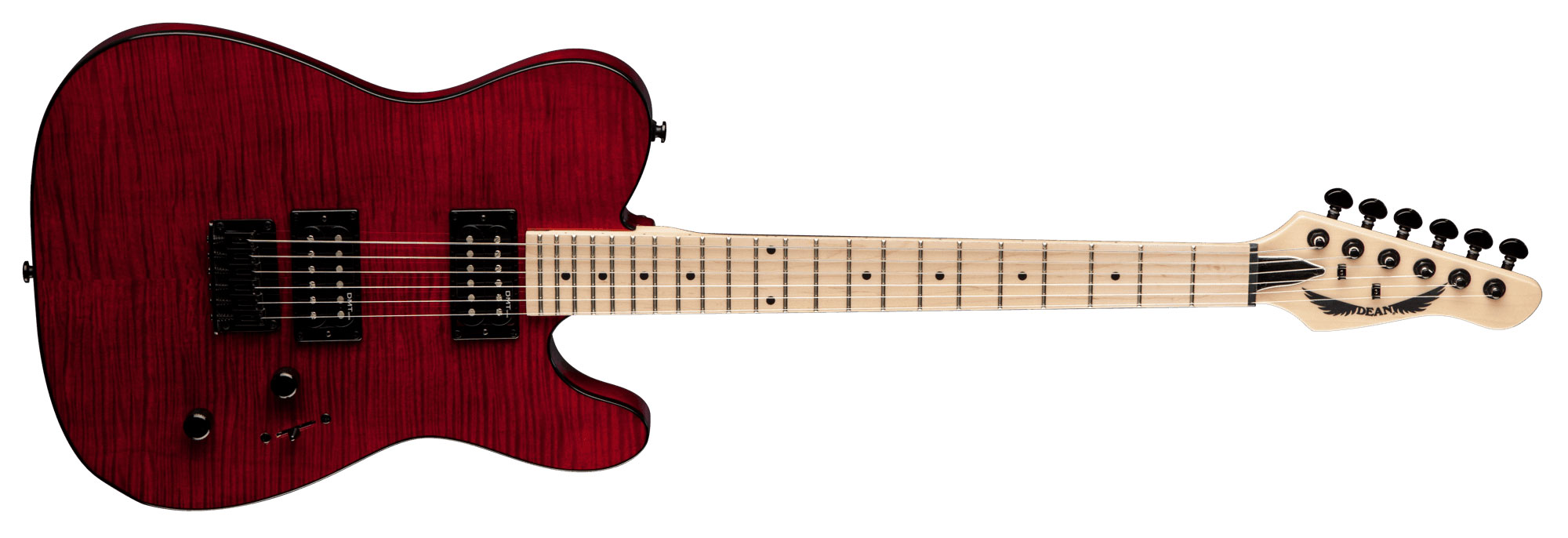 Dean NashVegas Series Flame Hum Hum 6 String Electric Guitar Trans Red (NV FM TRD) DEG16NV FM TRD